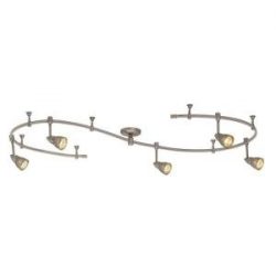 Hampton Bay Line Voltage Flexible Track Kit with 5 Mesh Shade Fixtures 10′ Track in Brushe ...