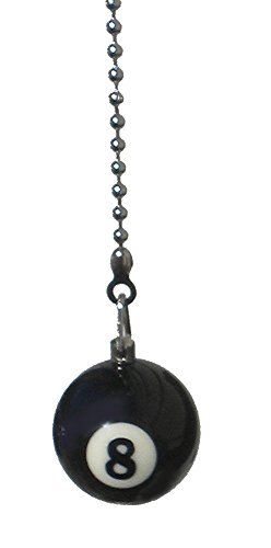 pool table Billiard Ball CEILING Fan Pull light chain (black 8 ball)