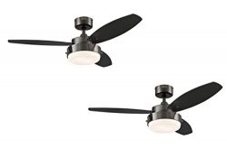 7876400 Alloy 42-Inch Gun Metal Indoor Ceiling Fan, Light Kit with Opal Frosted Glass (1, Gun Me ...