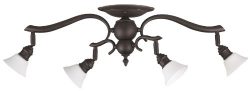 Canarm IT217A04ORB10 Addison 4-Light Dropped Track Lighting with Flat Opal Glass Shades, Oil Rub ...