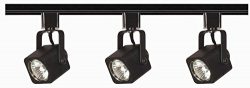 Nuvo Lighting TK346 3-Light Line Voltage 50-Watt MR16 GU10 Base, Square Head Track Light Kit, Black