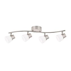 Hampton Bay 4-Light Brushed Nickel Dimmable LED Fixed Track Lighting Kit with Wave Bar Frosted Glass