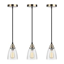 Industrial Edison Mini Glass 3-Light Pendant Hanging Lamp Fixture SHINE HAI Modern Industrial Ed ...