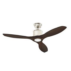 Home Decorators Collection Reagan II 52 in. LED Indoor Brushed Nickel Ceiling Fan with Espresso  ...