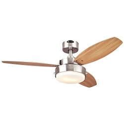 Westinghouse 7247300 Alloy Two-Light Reversible Three-Blade Indoor Ceiling Fan, 42-Inch, Brushed ...