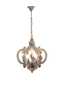 Wood-metal Chandelier 19.25″ X 25″ Beautiful Antique Chandelier Vintage Chandelier H ...