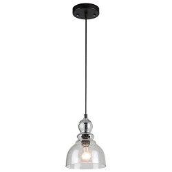 Westinghouse 6100800 Industrial One-Light Adjustable Mini Pendant with Handblown Clear Seeded Gl ...