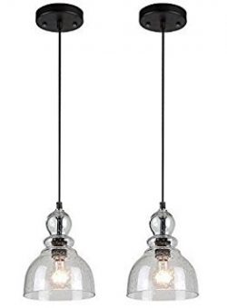 One-Light Adjustable Mini Pendant with Handblown Clear Seeded Glass, Oil Rubbed Bronze Finish &# ...