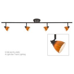 4-Light Fixed Track Lighting Kit in Rust with Amber Cloud Glass Shade D168-44-RU-AMC