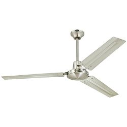 Westinghouse 7861400 Industrial 56-Inch Three-Blade Indoor Ceiling Fan, Brushed Nickel with Brus ...