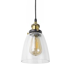 Lysed Pendant Lights,Industrial Vintage Style Clear Glass Ceiling Lamp Pendent Fixture for Dinni ...