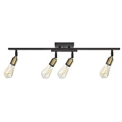 Globe Electric Bryce 4-Light Track Lighting Kit, Antique Brass Sockets, Oil Rubbed Bronze Finish ...