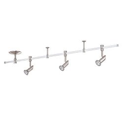 Kendal Lighting RK40-SN Cylinder 3-Light 4FT 120V Rail Lighting Kit, Satin Nickel Finish