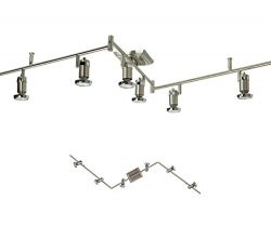 6 Light Track Lighting Ceiling Mount Spot Light Fixture, Brushed Nickel & Chrome