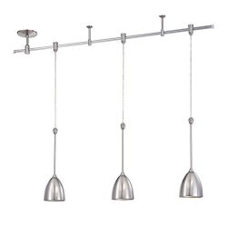 Kendal Lighting RPK80-SN Pendant 3-Light 4FT 120V Rail Lighting Kit, Satin Nickel Finish