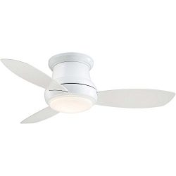 Minka-Aire F518L-WH, Concept II LED White Flush Mount 44″ Ceiling Fan with Light & Rem ...