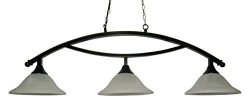 50″ Black Metal Arch Style Pool Table Light – Lamp With White Glass Shades