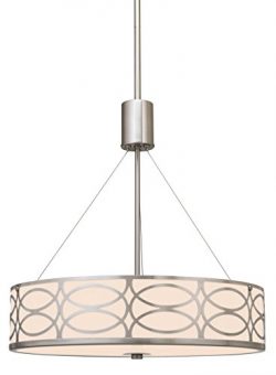 Revel Sienna 18″ 3-Light Metal Drum Chandelier + Glass Diffuser, Brushed Nickel Finish