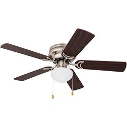 Prominence Home 80029-01 Alvina LED Globe Light, Hugger/Low Profile Ceiling Fan, 42 inches, Brus ...