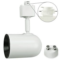 White Round Back Cylinder Track Fixture w/ Black Baffle Operates 50W MR16 Halo Track Compatible  ...