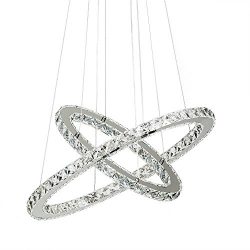 Crystal Chandelier,TOPMAX Design 60cm Cut Crystal LED Pendant With Oval Two Rings,Ceiling Light  ...