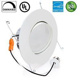 Sunco Lighting 12W 6inch Directional Adjustable Gimbal Dimmable LED Retrofit Recessed Lighting F ...