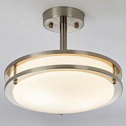 SOTTAE 12″ 13W(60W equivalent) Brushed Nickel Kitchen Bathroom Dining Room LED Flush Mount ...