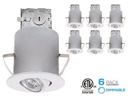 Recessed Lighting Kit: 3-Inch ETL-listed Air Tight IC Housing + White Swivel Trim + LED Dimmable ...