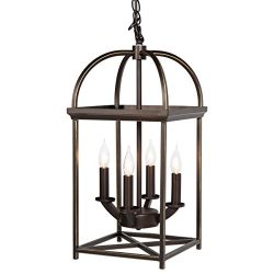 Best Choice Products Home 4-Light Ceiling Chandelier Hanging Foyer Lantern W/ Bronze Finish