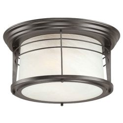 Westinghouse 6674600 Senecaville Two-Light Exterior Flush-Mount Fixture, Weathered Bronze Finish ...