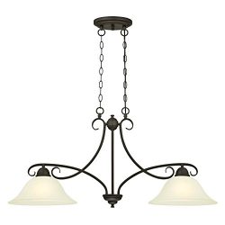 6305900 Dunmore Two-Light Indoor Island Pendant, Oil Rubbed Bronze Finish with Frosted Glass