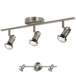 3 Light Track Lighting Adjustable Wall or Ceiling Spot Light Fixture, Brushed Nickel & Chrome