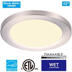 Cloudy Bay Ceiling Light Fixture,12″ LED Flush Mount,17W 3000K Warm White Dimmable,1100lm  ...