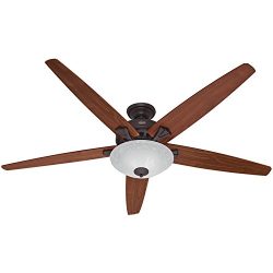 Hunter Fan Company 55042 Stockbridge 70-Inch Ceiling Fan with Five Walnut/Medium Oak Blades and  ...