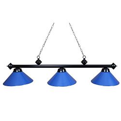 Ozone Black Pool Table Light with Blue Shades