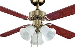 FJ WORLD L42017 Antique Brass stunning ceiling fan with 4 blades 42″ blades, 3 lights and  ...