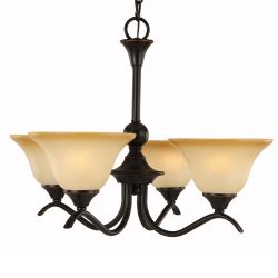 Hardware House Dover Series 4 Light Oil Rubbed Bronze 22 Inch by 16-3/4 Inch Chandelier Ceiling  ...