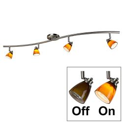 Direct-Lighting 4 Lights Adjustable Track Lighting Kit – Brushed Steel Finish – Ambe ...