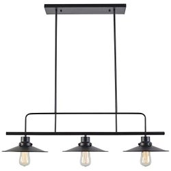 Light Society 3-Light Margaux Island Pendant, Matte Black (LS-C114)