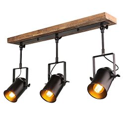 LNC Wood Close to Ceiling Track Lighting Spotlights 3-Light Track Lights