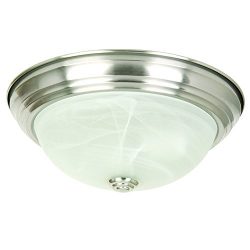 Yosemite Home Decor JK101-11SN 2-Light Flush Mount with Marble Glass Shade, Satin Nickel, 11-Inch