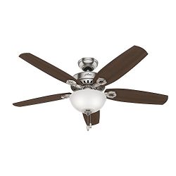 Hunter 53090 Builder Deluxe 5-Blade Single Light Ceiling Fan with Brazilian Cherry/Stained Oak B ...