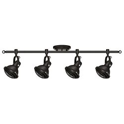 Globe Electric McKinley 4-Light Track Lighting Kit, Black Finish, Energy Star LED Bulbs Included ...