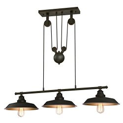 Westinghouse 6332500 Iron Hill Indoor Pulley Pendant, Oil Rubbed Finish with Highlights and Meta ...