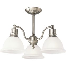 Progress Lighting P3663-09 3-Light Semi-Flush Close-To-Ceiling Fixture with White Etched Glass,  ...