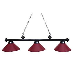 Ozone Black Pool Table Light with Burgundy Shades