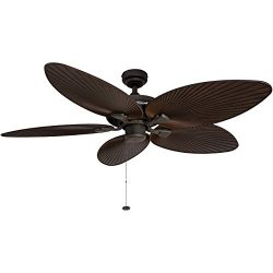 Honeywell Palm Island 52-Inch Tropical Ceiling Fan, Five Palm Leaf Blades, Indoor/Outdoor, Damp  ...