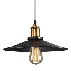 Lightess Industrial Pendent Light Edison Metal Ceiling Hanging Lighting with 1 Light (Black)