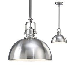 Kitchen and Bar 1 Light Mini Pendant with Brushed Nickel Metal Shade