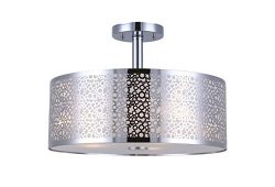 CANARM ISF543A03CH Piera 3-Light Semi-Flush Mount with Crystal, Chrome